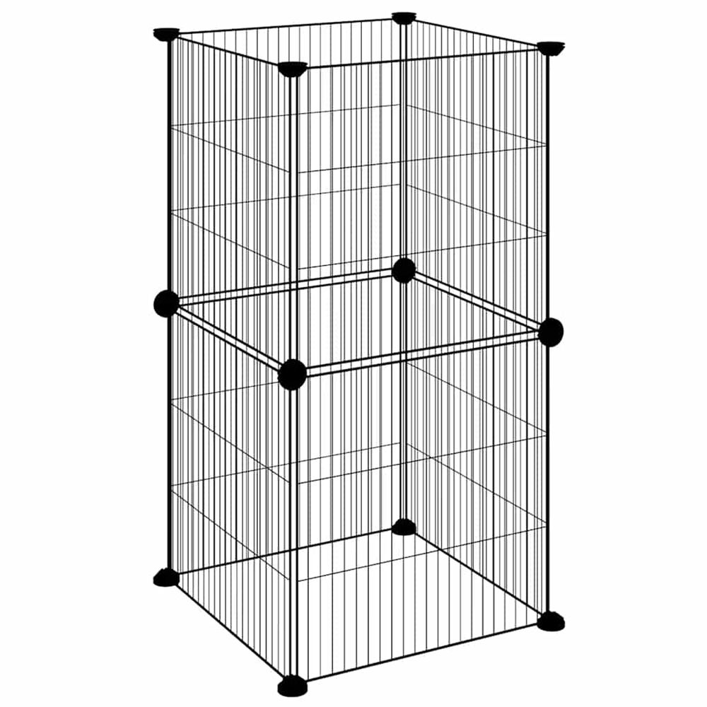 Cage animaux de compagnie à 8 panneaux noir 35x35x70 cm acier