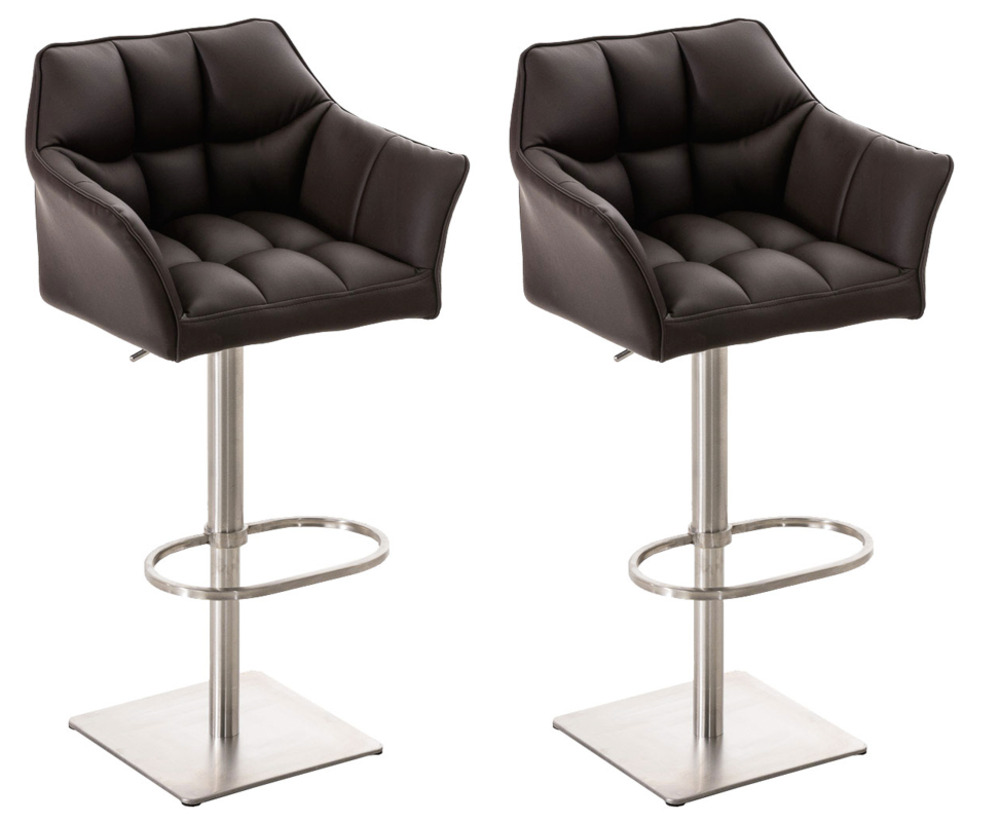 Lot de 2 tabourets de bar damaso simili cuir inox