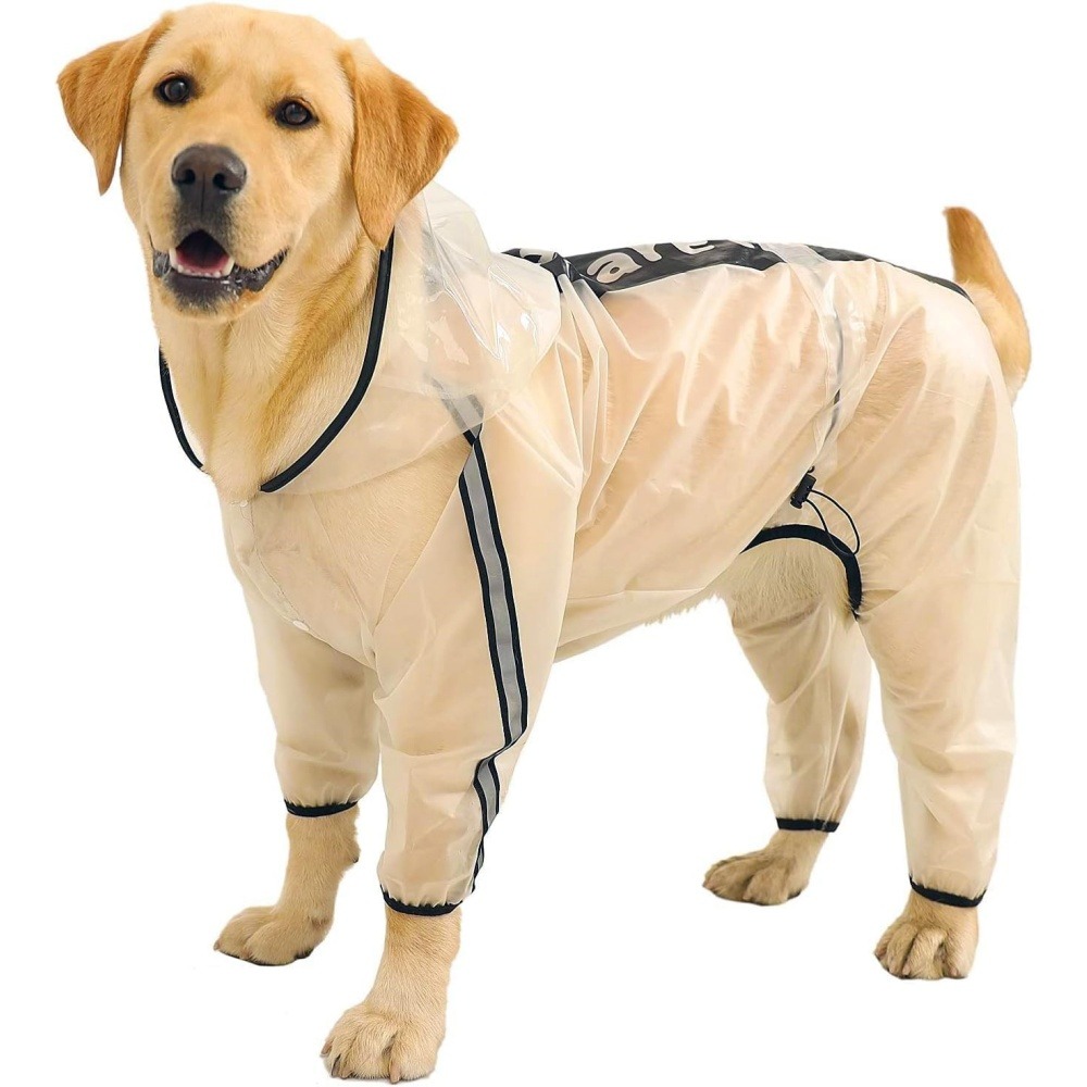 Imperméable pour chien avec capuche transparente-imperméable pour chien à quatre pattes - noir