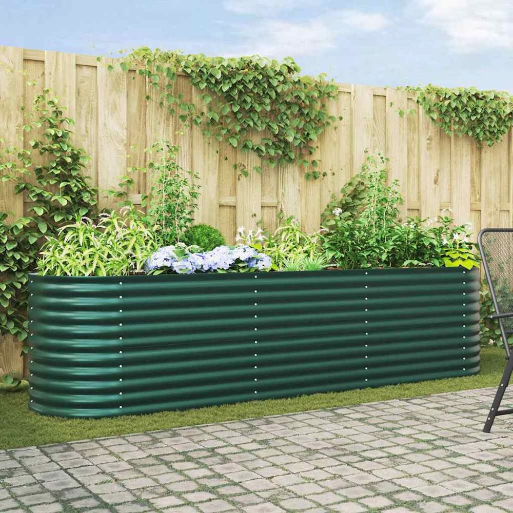 Carré potager surélevé en acier pour jardin et potager vert 320x80x81 cm