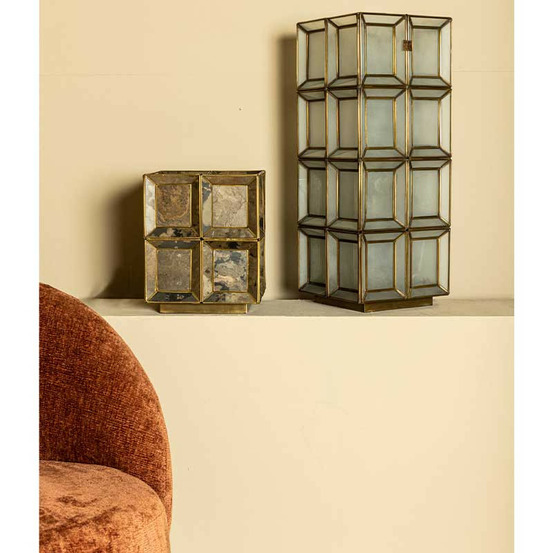 Lampe à poser placage antique basse 24x24x30cm