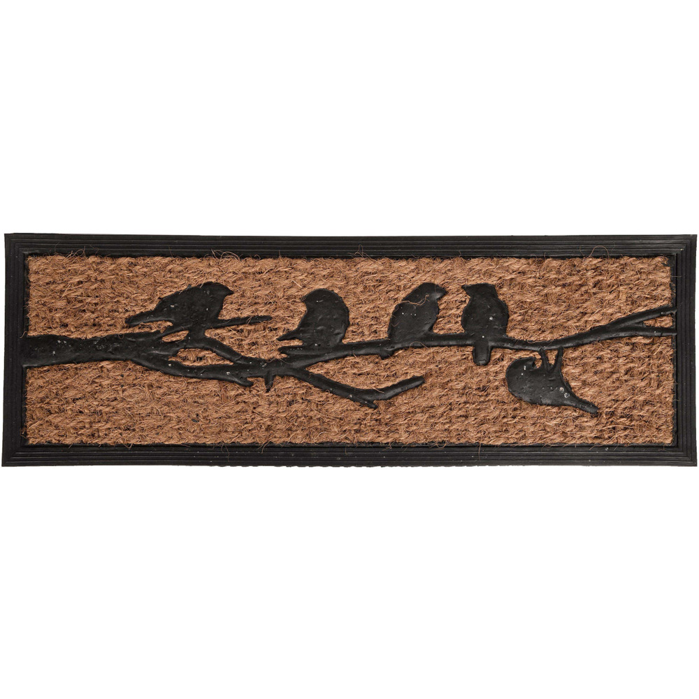 Paillasson caoutchouc et fibres de coco oiseaux