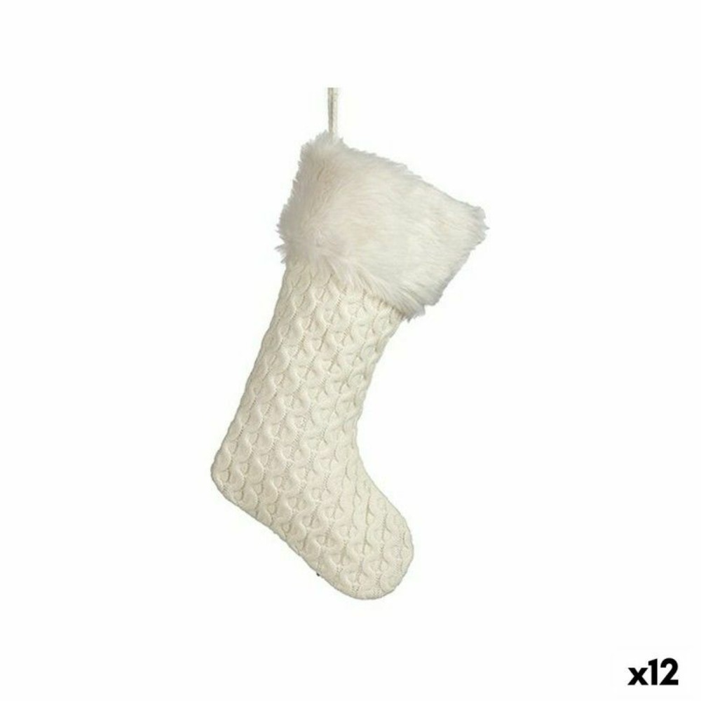 Décorations de noël chaussette de noël blanc 28x4x46cm - lot de 12