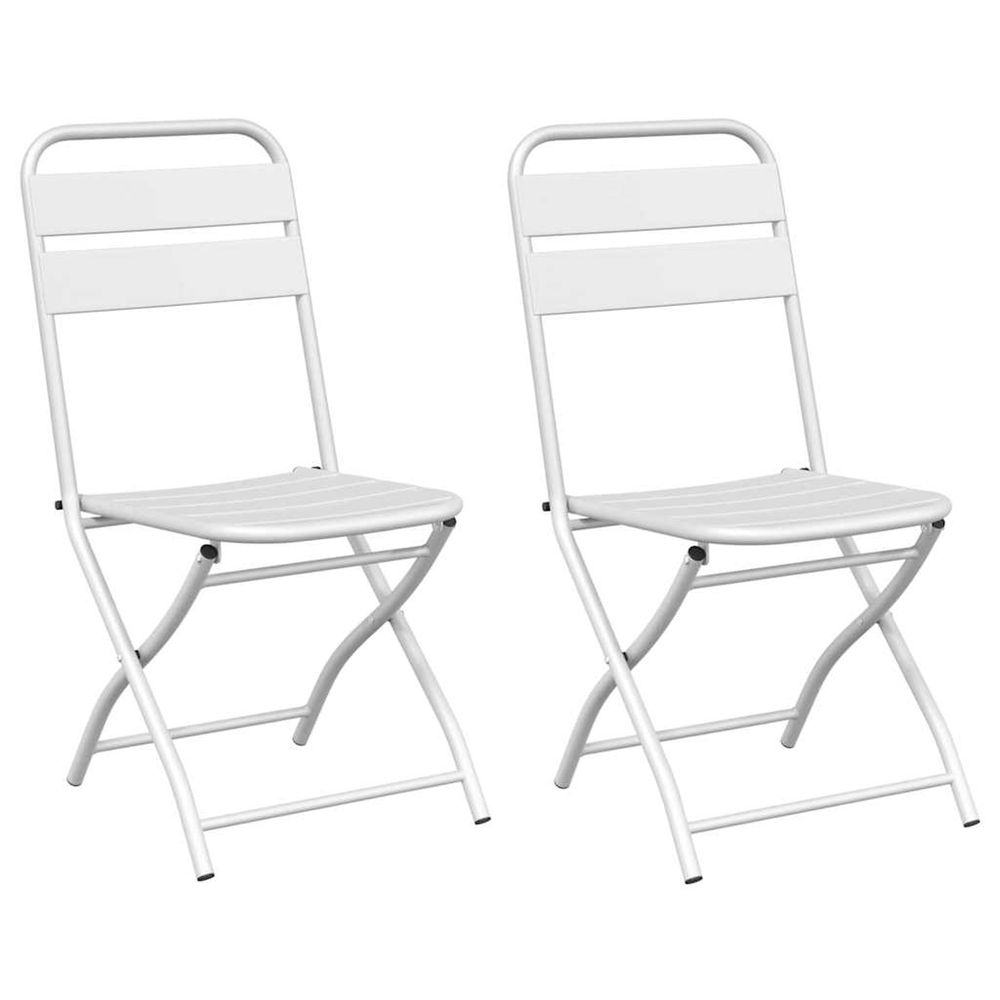 Chaise de jardin pliante 2 pc blanc acier enduit de poudre