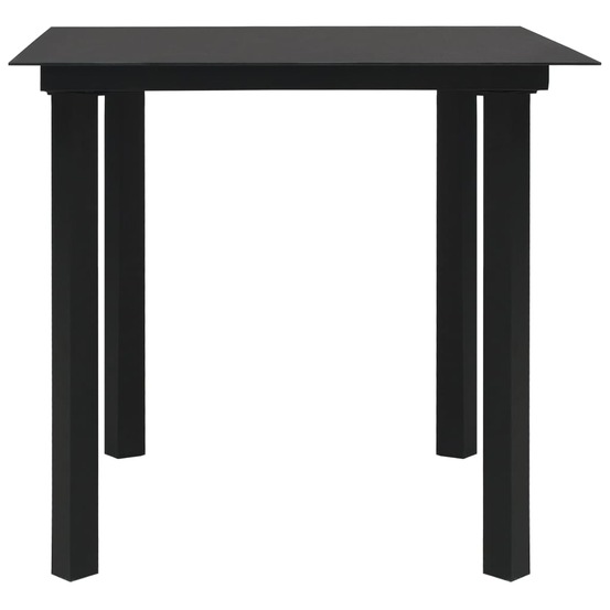 Table à dîner de jardin noir 80x80x74 cm acier et verre