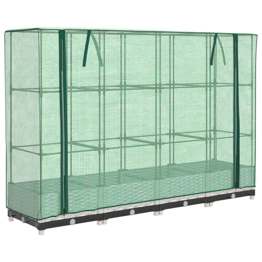 Jardinière bac lit surélevé plantes fleurs terrasse jardin surélevée avec housse aspect rotin 160 x 40 x 123 cm blanc 02_0038