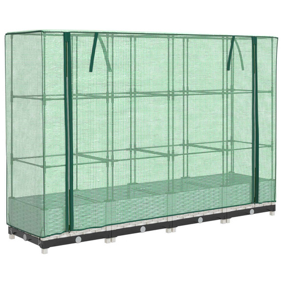 Jardinière bac lit surélevé plantes fleurs terrasse jardin surélevée avec housse aspect rotin 160 x 40 x 123 cm blanc 02_0038