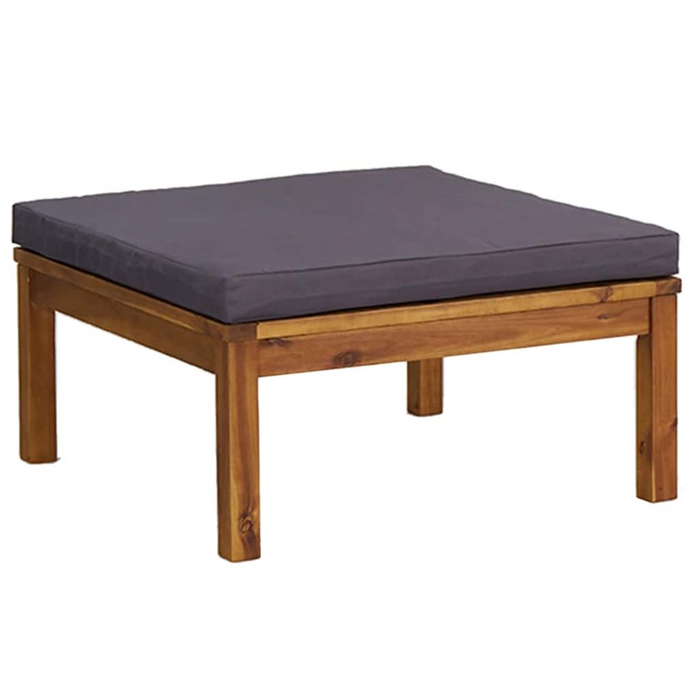Repose-pied avec coussin gris foncé bois d'acacia massif