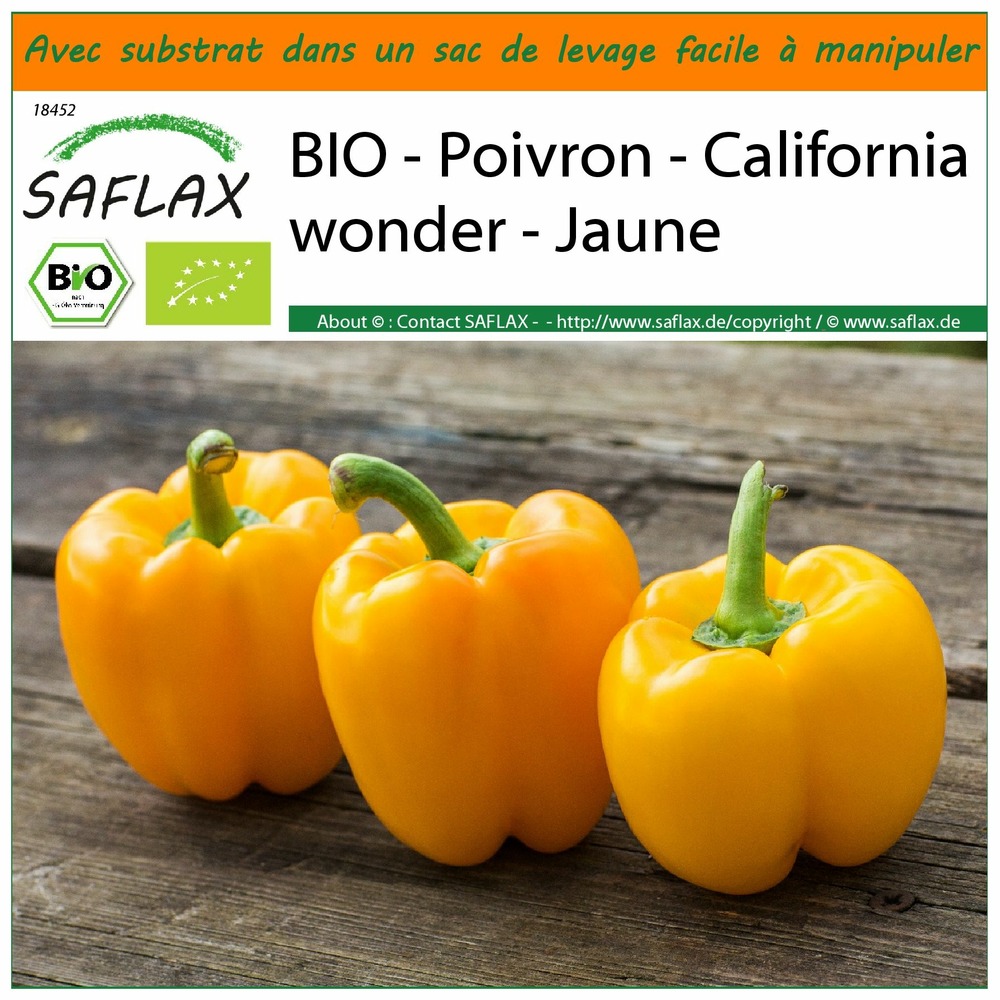 Garden in the bag - bio - poivron - california wonder - jaune - 20 graines - capsicum annuum