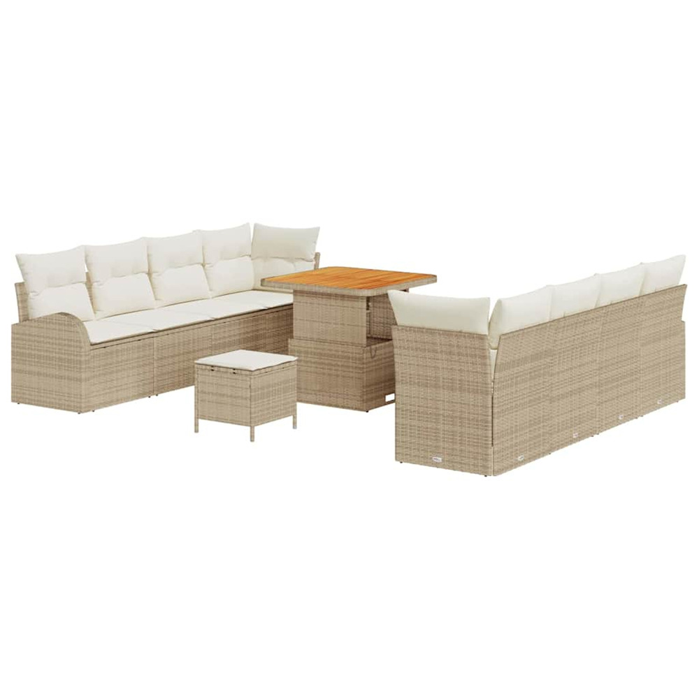 Ensemble de canapé de jardin avec coussin 11 pcs beige et crème