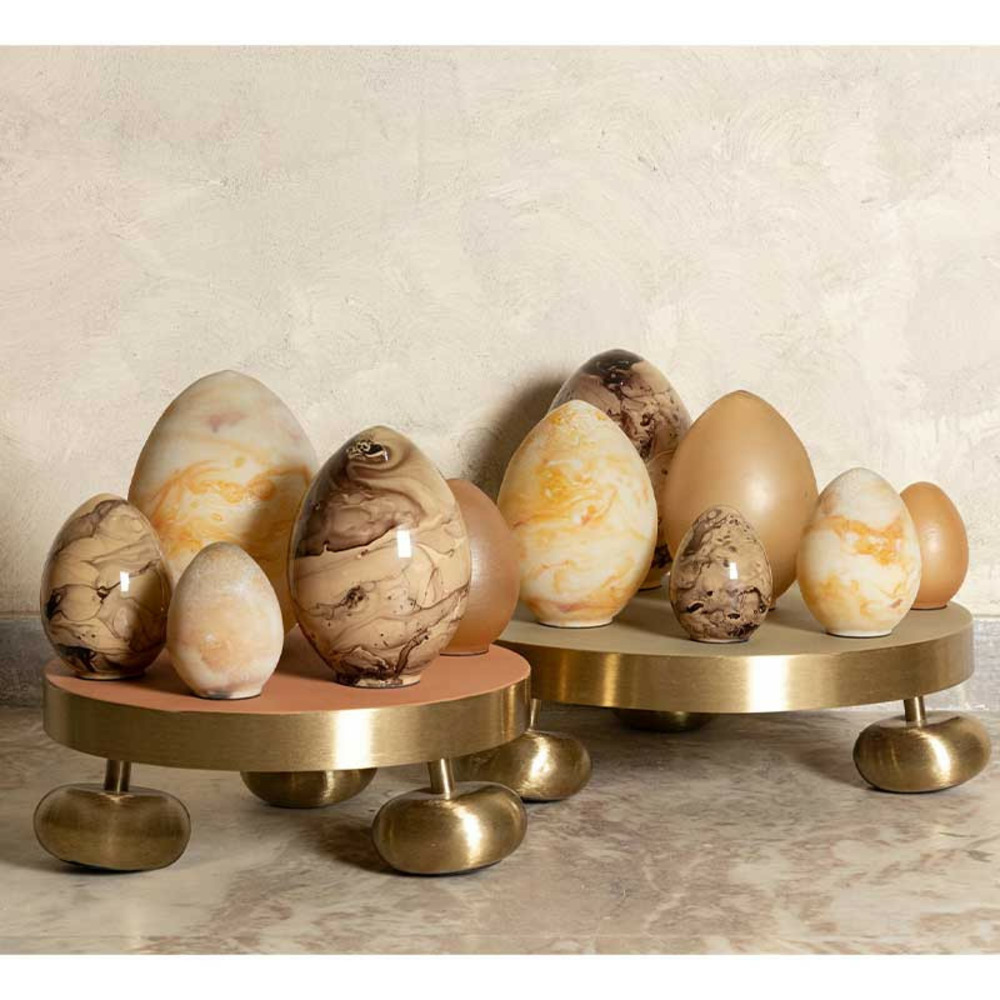 Œuf décoratif verre jaune 9x12cm