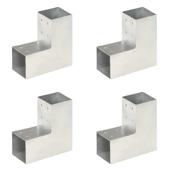 Connecteurs de poteau 4 pcs forme en l métal galvanisé 81x81 mm