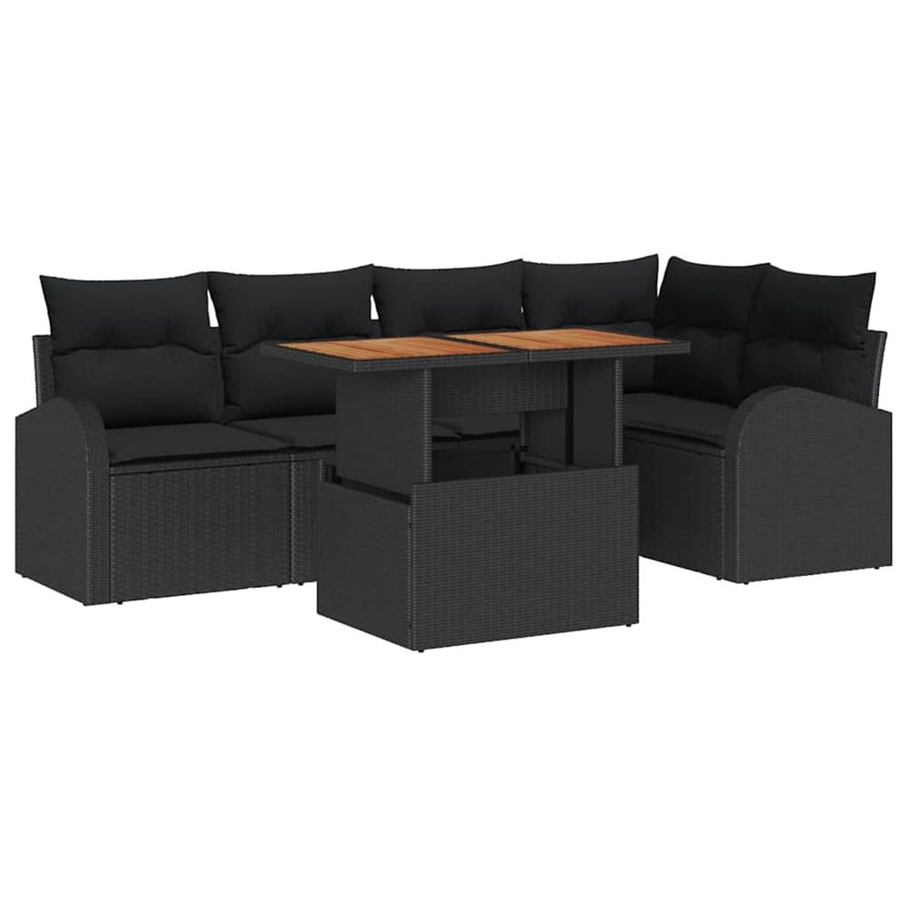 Ensemble de canapé de jardin 6 pc noir poly rotin