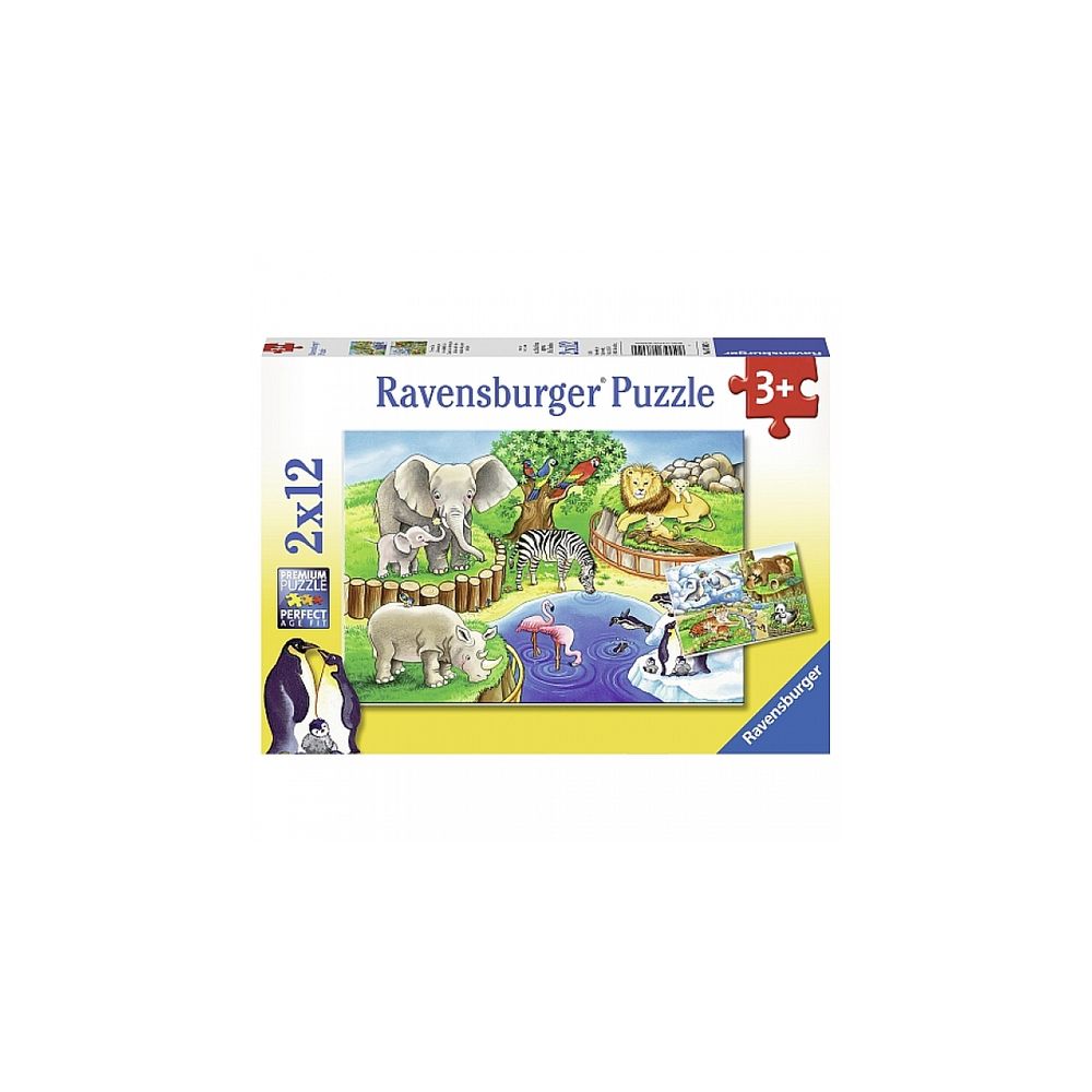 Puzzle 2x12 pieces les animaux du zoo