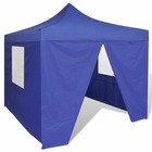Tente pliable avec 4 parois bleu 3 x 3 m