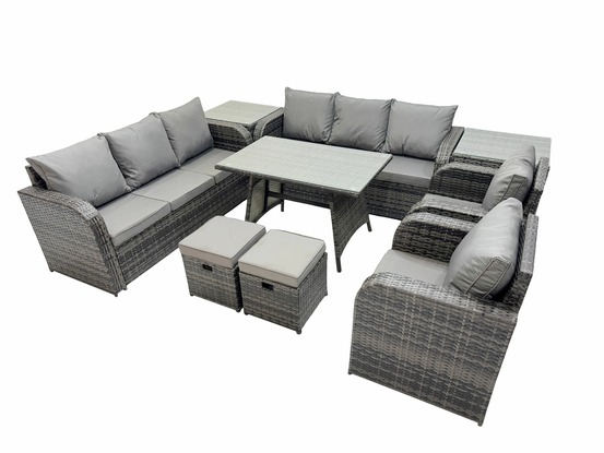 10 places ensemble de canapés en rotin table & fauteuil avec canapé 3 places table à manger 2 petits tabourets 2 tables d'appoint