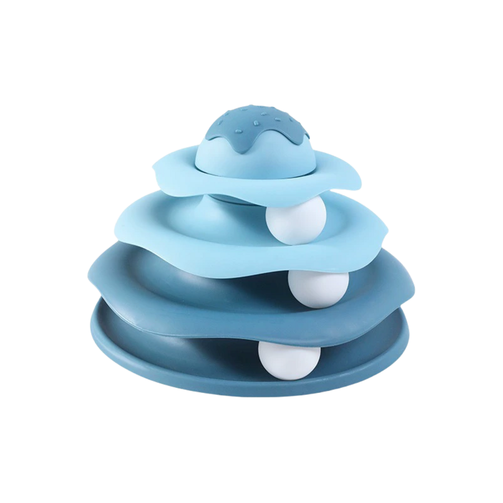 Jouet Tournant Pour Chat à 3 Niveaux, Tour De Piste Interactive