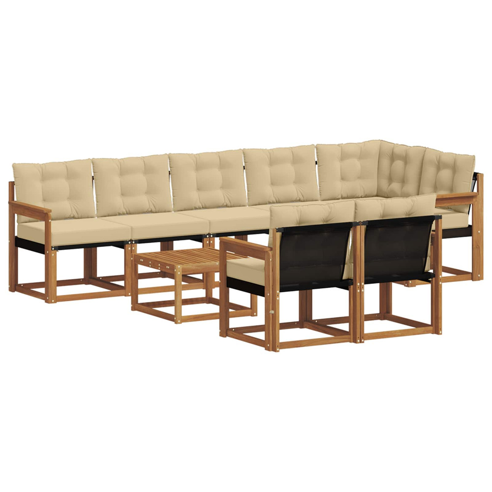 Ensemble de canapés d'extérieur 9 pcs naturel et beige