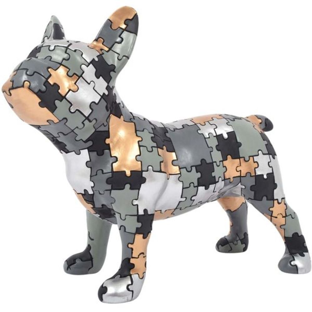 Statuette bouledogue debout en polyrésine puzzle
