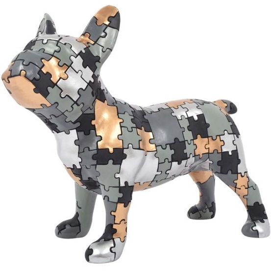 Statuette bouledogue debout en polyrésine puzzle