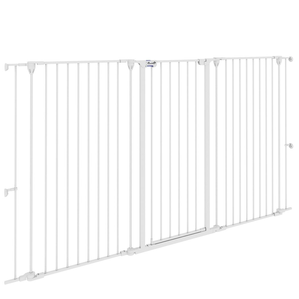 Barrière de sécurité acier pour chiens 3 panneaux pliants 206x120cm blanc