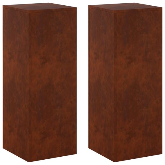 Support de plante 2 pcs rouillé 30 x 30 x 80 cm acier patiné