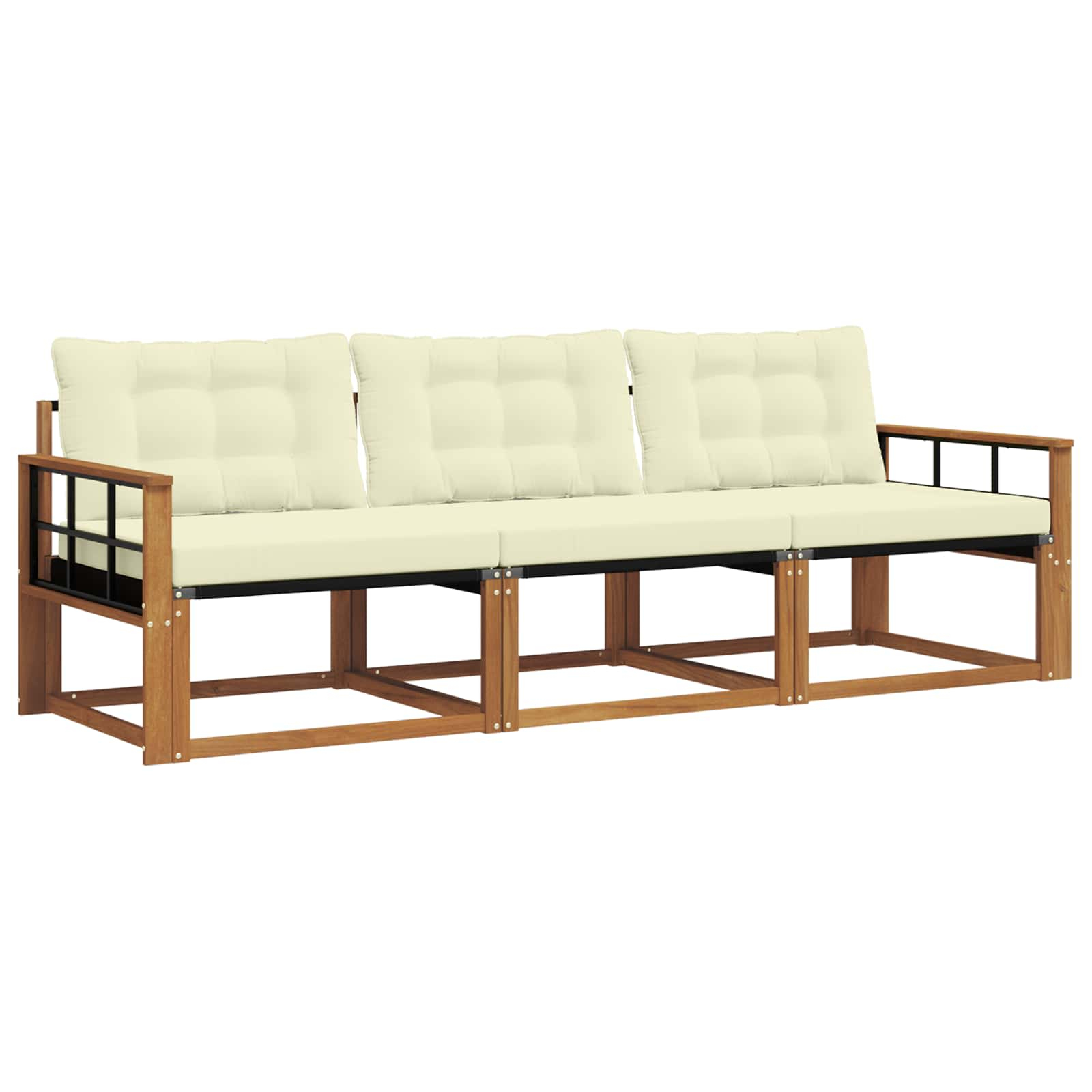 Ensemble de canapés d'extérieur 3 pcs naturel et crème