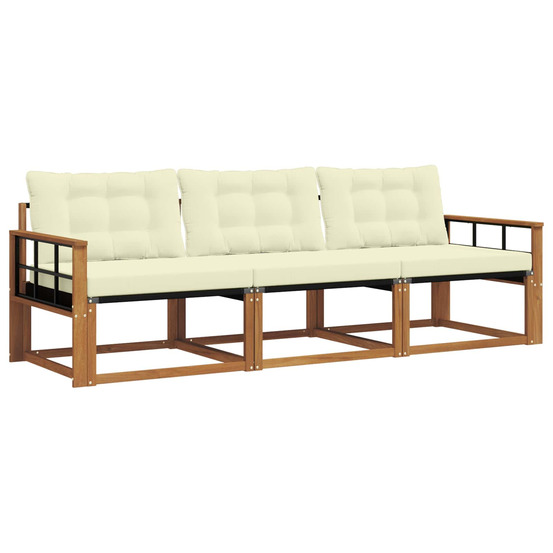 Ensemble de canapés d'extérieur 3 pcs naturel et crème