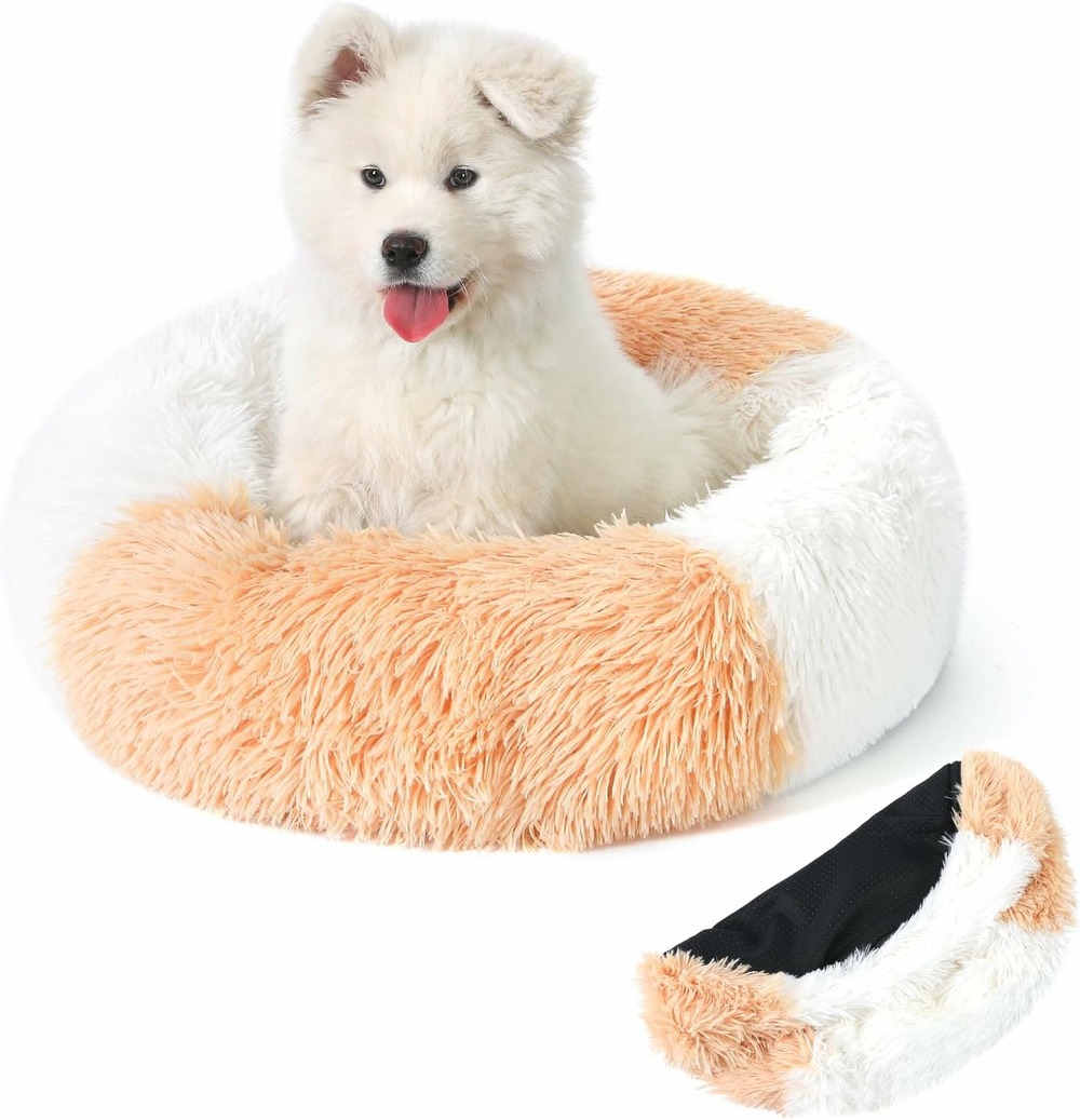 Panier chat rond dehoussable et lavable 40 cm orange