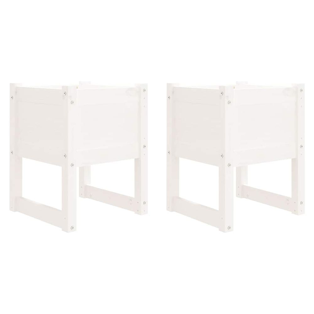 Jardinière d'extérieurs 2 pcs blanc 40x40x52,5 cm bois massif de pin