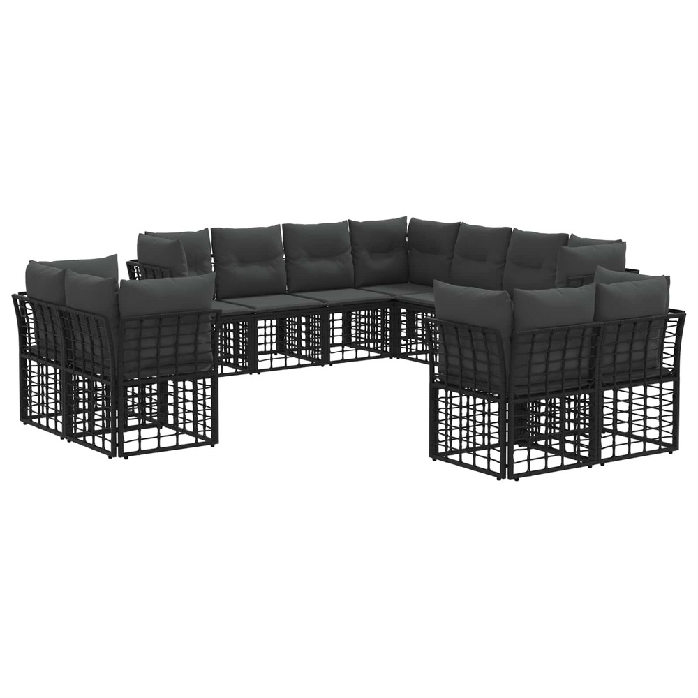 Ensemble de canapés d'extérieur noir et gris foncé polyester