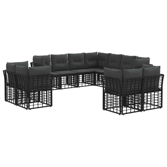Ensemble de canapés d'extérieur noir et gris foncé polyester