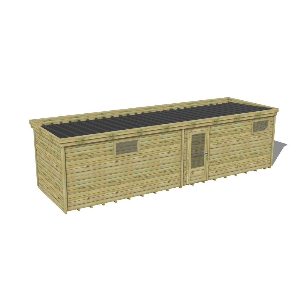Abri de jardin bois pin traité autoclave 27mm - 9,09x2,64m / 24m2 - bac acier - plancher bois