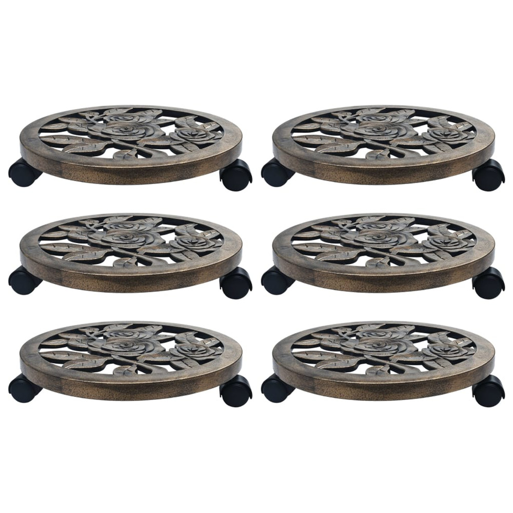 Chariots pour plantes 6 pcs Bronze 38