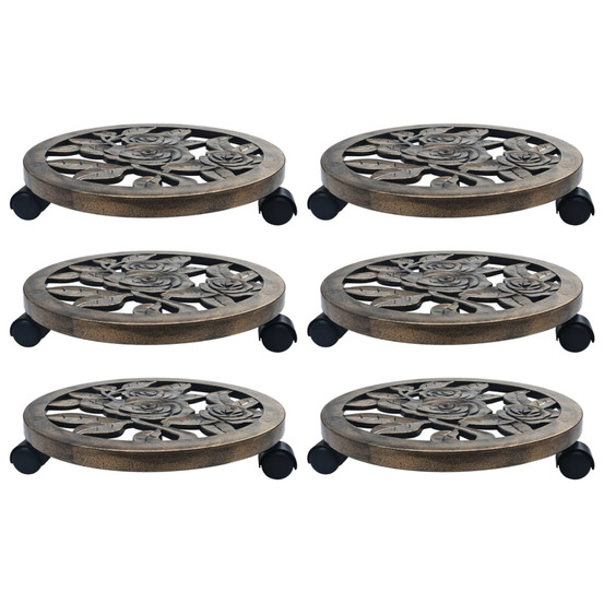 Chariots pour plantes 6 pcs Bronze 38