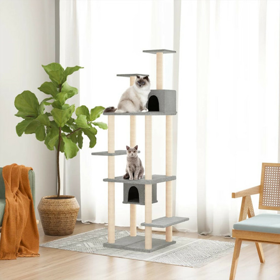 Arbre à chat avec griffoirs en sisal gris clair 176 cm