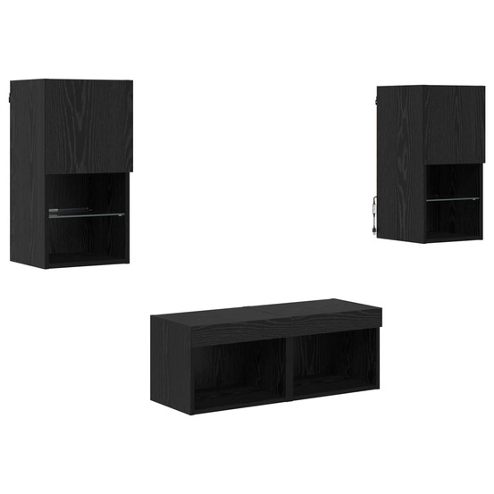 Meubles tv muraux 4 pcs chêne noir 30,5 x 30 x 60 cm