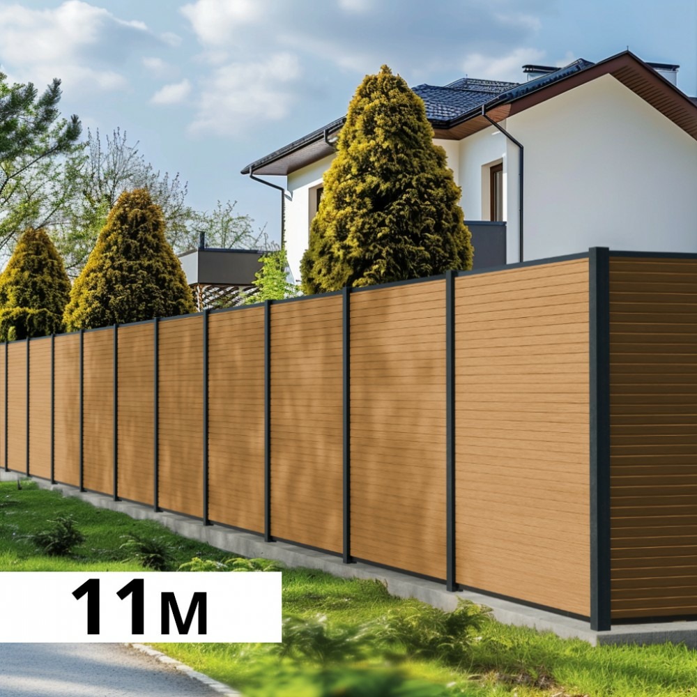 Kit clôture composite poteau à sceller - santos cèdre h-1,8m