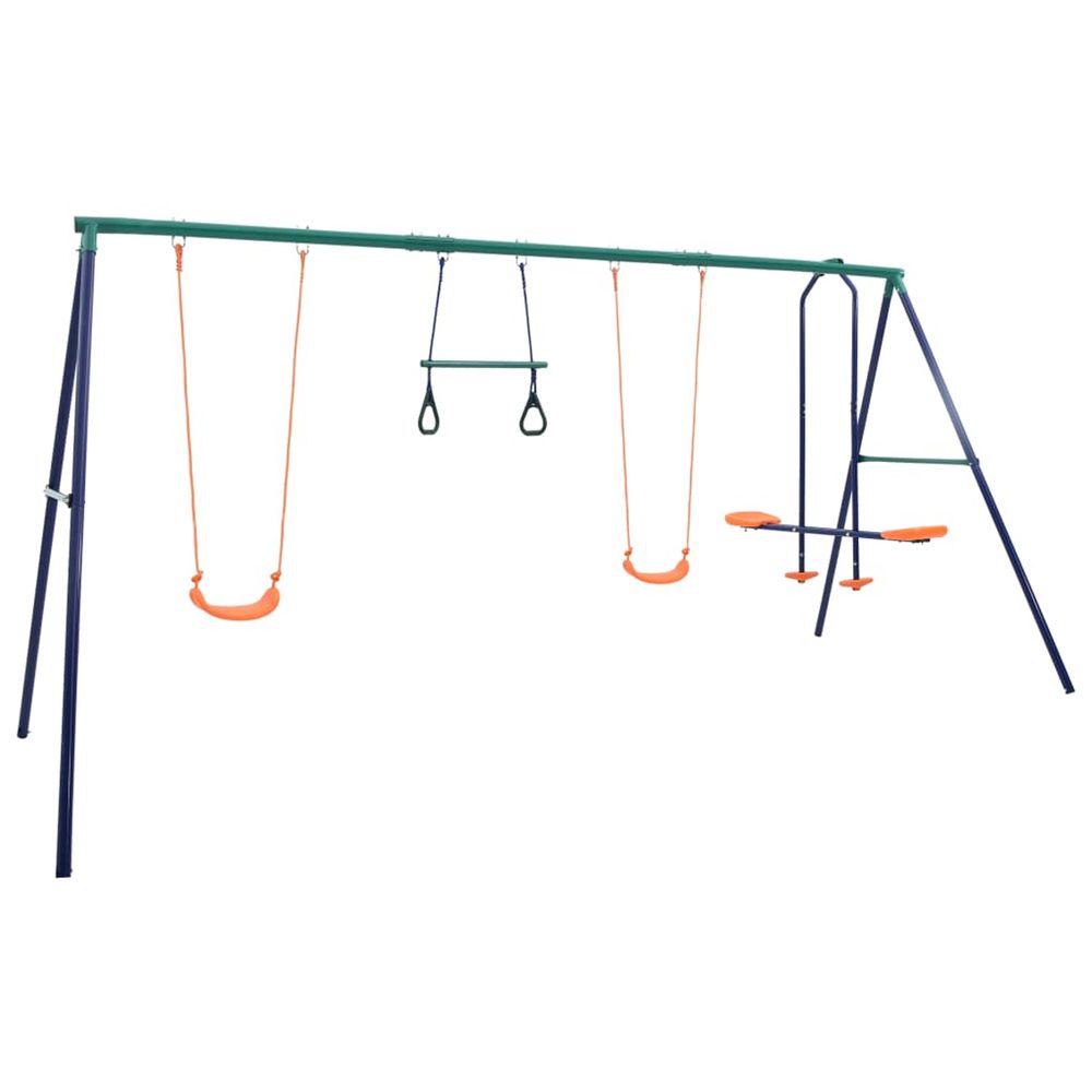 Ensemble de balançoire et anneaux de gymnastique 4 places acier