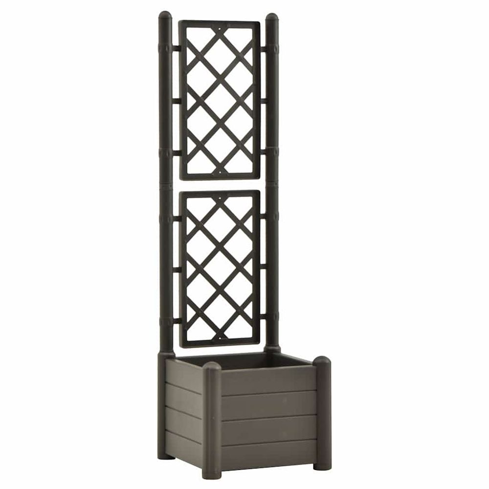 Jardinière avec treillis 43x43x142 cm pp anthracite
