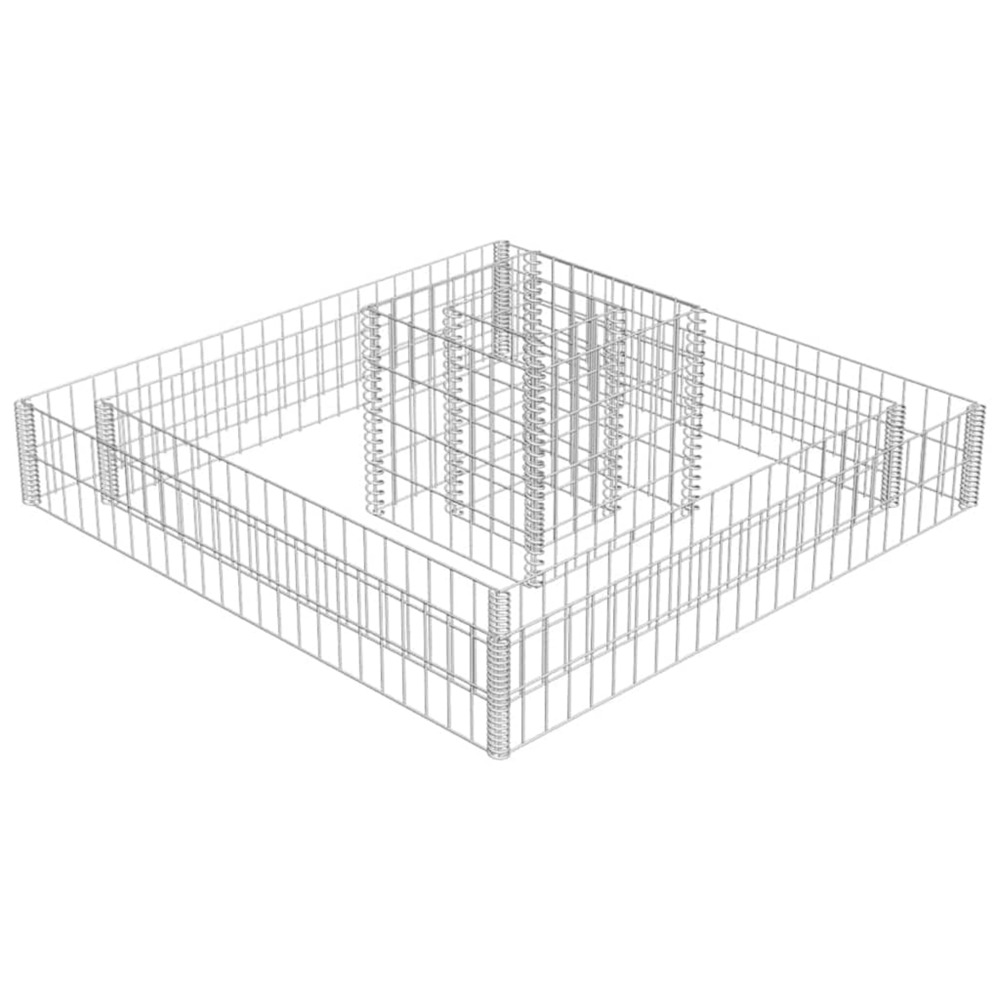 Jardinière d'extérieur en gabion acier galvanisé 120x120x20 cm