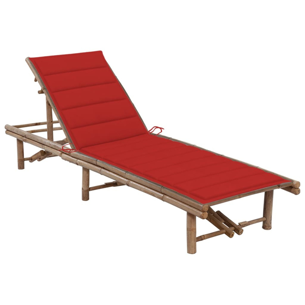 Chaise longue de jardin avec coussin bambou bain de soleil