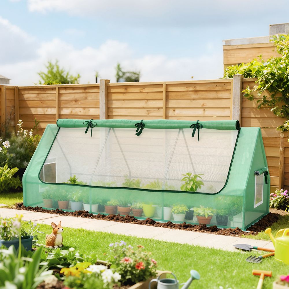 Serre tunnel compacte pe acier 240 x 90 x 90 cm verte potager terrasse protection plantes - comfortxl outdoor living