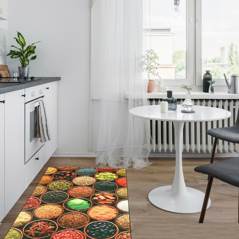 Tapis de cuisine 150x220 jaune et vert , facile d'entretien lyn11 imo