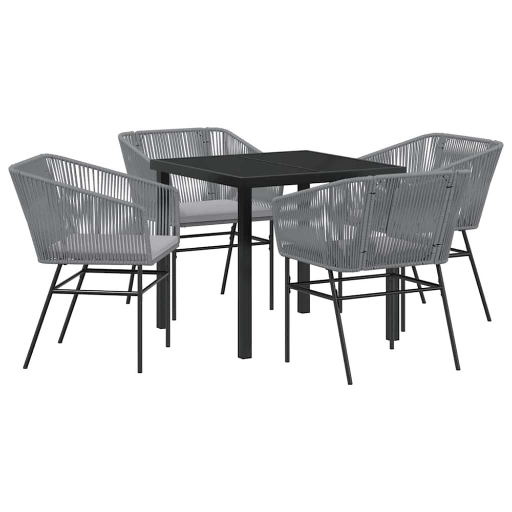 Ensemble de salle à manger pour jardin 5 pcs gris poly rotin