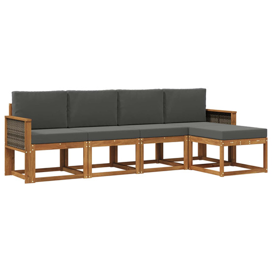 Ensemble de canapés d'extérieur 5 pcs naturel et anthracite