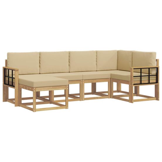 Ensemble de canapés d'extérieur 6 pc blanc et beige polyester