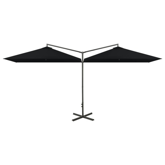 Parasol double avec mât en acier noir 600 x 300 cm