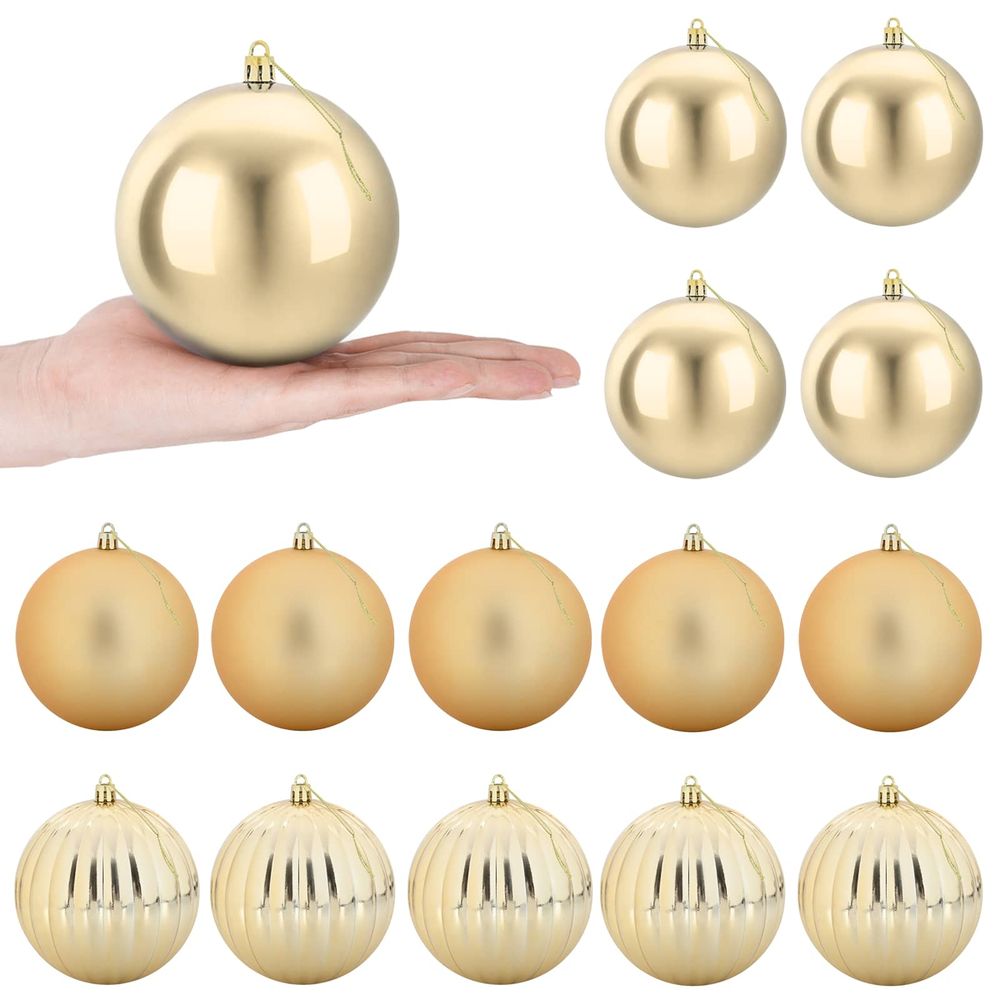 Ensemble de boules de noël xl 15 pc doré diam. 10 cm plastique