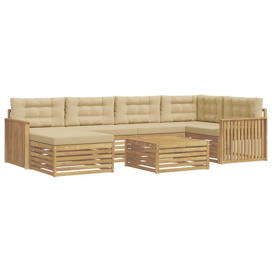 Ensemble de canapés d'extérieur 7 pc blanc et beige
